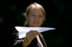 The paper airplane created for the impromptu flying contest at the C gates at O'Hare International Airport. The paper airplane created for the impromptu flying contest at the C gates at O'Hare International Airport.
