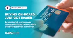 Keolis Commuter Services and the MBTA announced that beginning this fall commuter rail passengers will be able to pay onboard with a credit or debit card. Keolis Commuter Services and the MBTA announced that beginning this fall commuter rail passengers will be able to pay onboard with a credit or debit card.