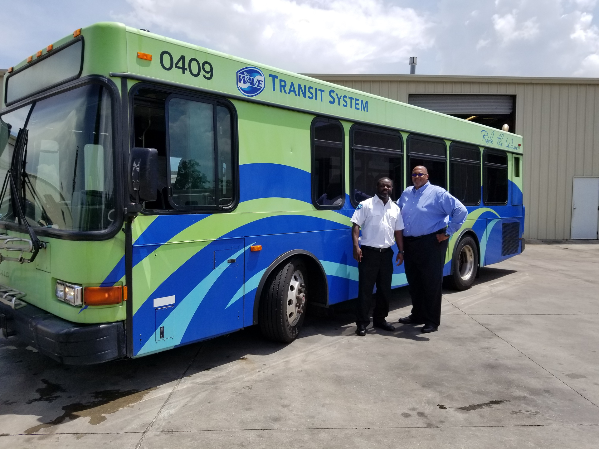 Lamar Howard, First Transit safety supervisor (left) and Michael Chinn, First Transit general manager. First Transit announced it has been awarded the transit management contract for Mobile&rsquo;s Wave Transit System.