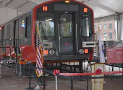 The Red Line mock-up car on display at City Hall Plaza. The Red Line mock-up car on display at City Hall Plaza.