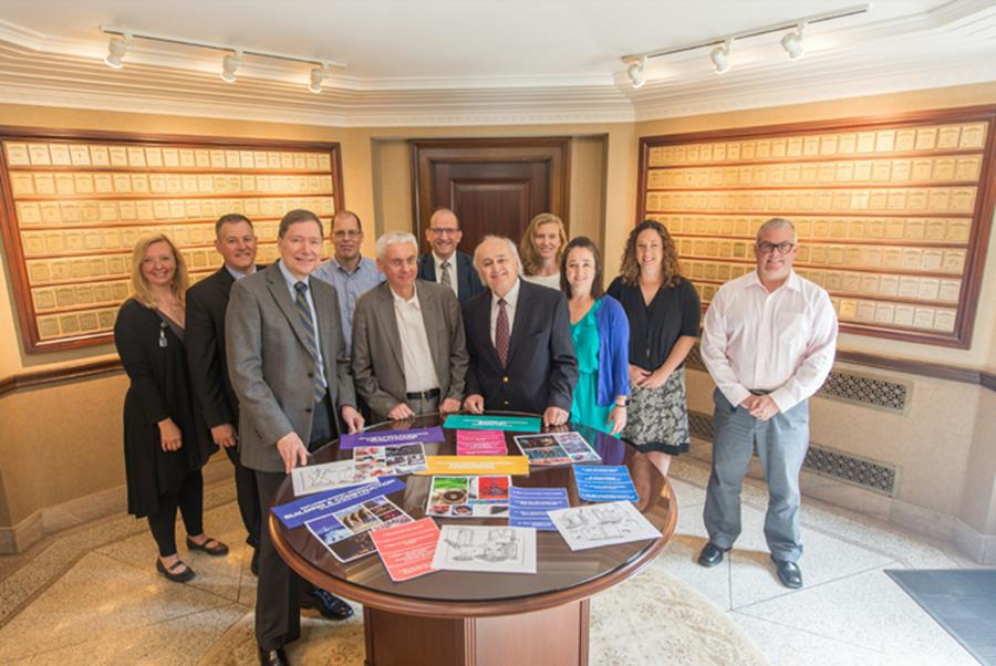 Rebecca Blice, senior biomedical engineer at Nottingham Spirk; Shawn Lee, senior manager New Business Development at SABIC, John Nottingham; Ed Barber, senior biomedical engineer at Nottingham Spirk; Ernesto Occhiello; Joachim Gfoeller, director of Investments at Nottingham Spirk; John Spirk; Stephanie Gathman, director of Emerging Applications and Prototyping at SABIC; Jessica Everest, vice president of Operations at Nottingham Spirk; Stephanie Malafarina, senior manager Customer Insights at Nottingham Spirk; and John McKenzie, senior designer at Nottingham Spirk&rsquo;s offices.