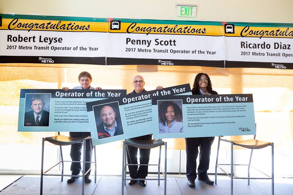 King County Metro announced a first-ever three-way tie for Operator of the Year.