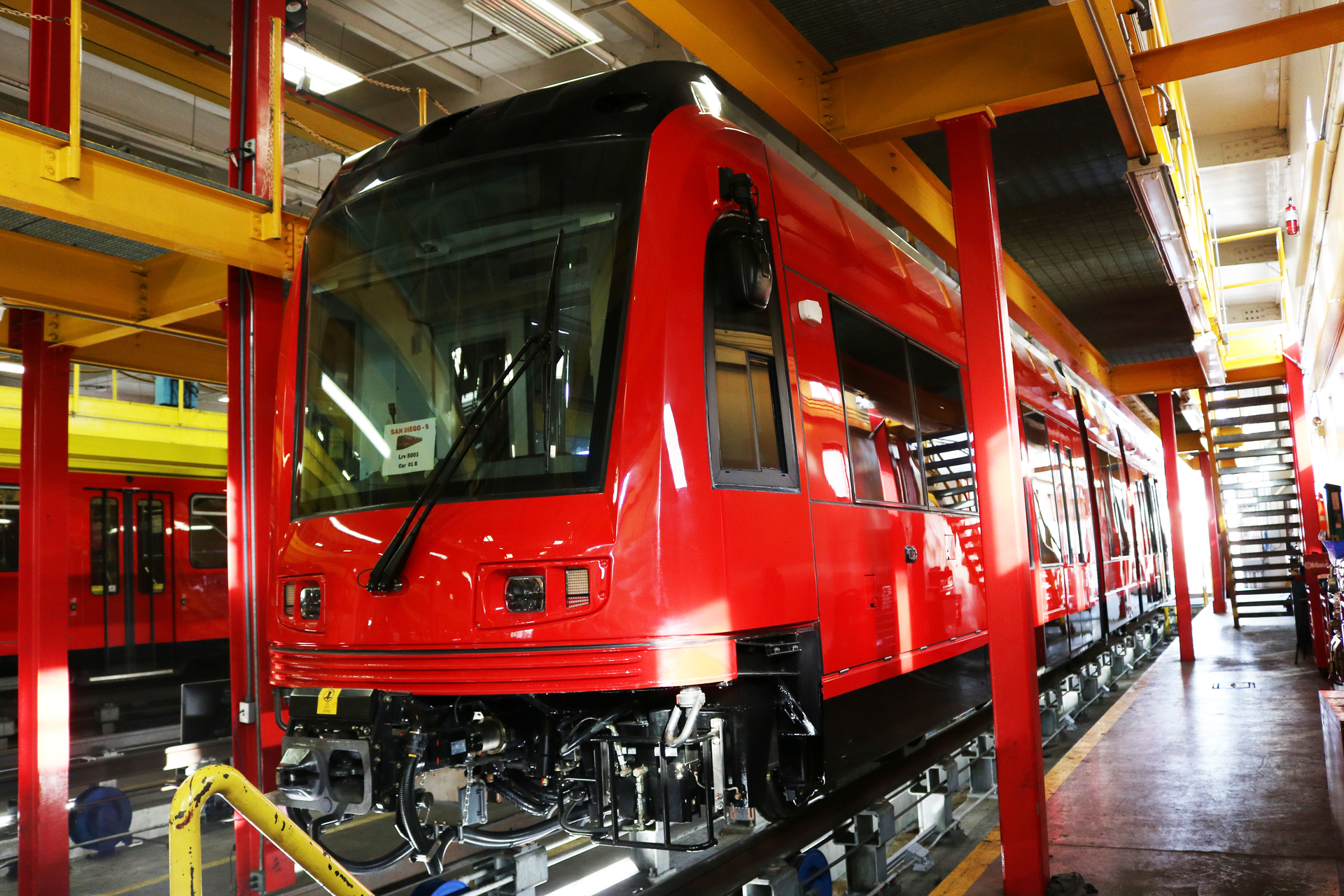 New Light Rail Vehicle at MTS Rail Yard.