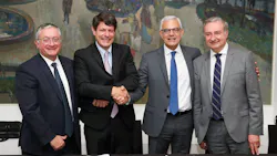 From left to right: Alain Sauret, president of Safran Electrical & Power, Thierry Best, chief operating officer of Alstom, Alain Di Crescenzo, chief executive officer of the Group IGE+XAO, and Jean Luc Moudenc, mayor of Toulouse. From left to right: Alain Sauret, president of Safran Electrical & Power, Thierry Best, chief operating officer of Alstom, Alain Di Crescenzo, chief executive officer of the Group IGE+XAO, and Jean Luc Moudenc, mayor of Toulouse.
