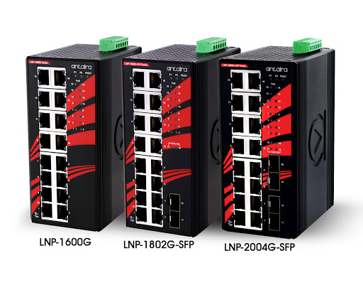 Antaira Technologies has announced the expansion of its industrial networking infrastructure family with the introduction of the LNP-1600G, -1802G-SFP, and -2004G-SFP series.