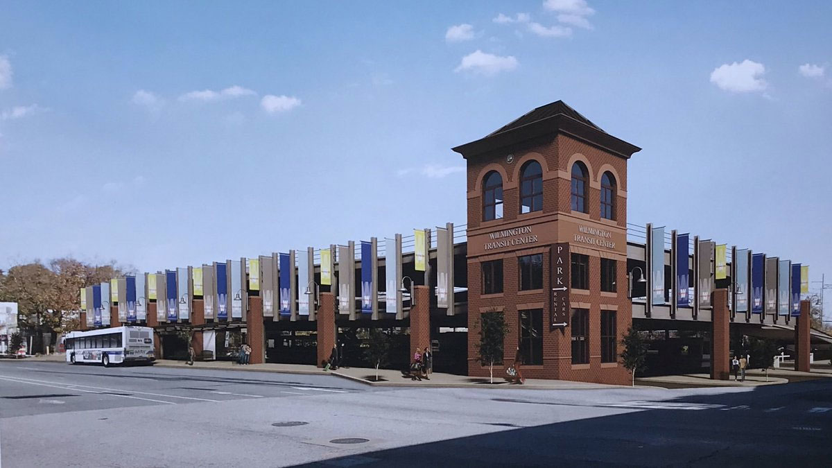 A rendering of the future Wilmington Transit Center.