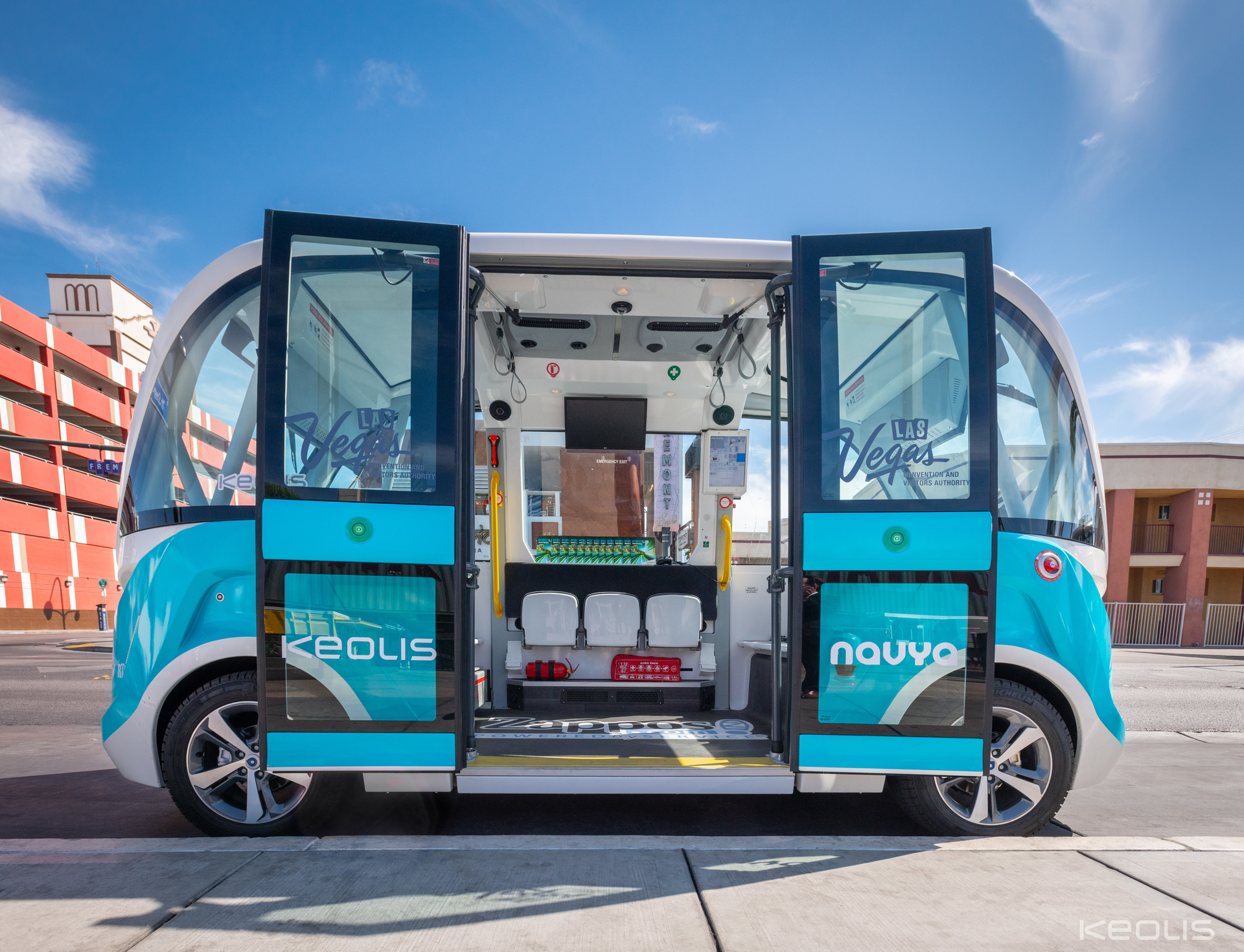 In November 2017, Keolis and NAVYA launched a fully autonomous electric shuttle pilot program to operate on open roads in Las Vegas, Nevada.