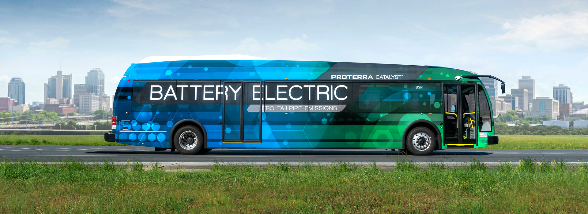 Proterra's Catalyst E2 is seen in a promotional image.