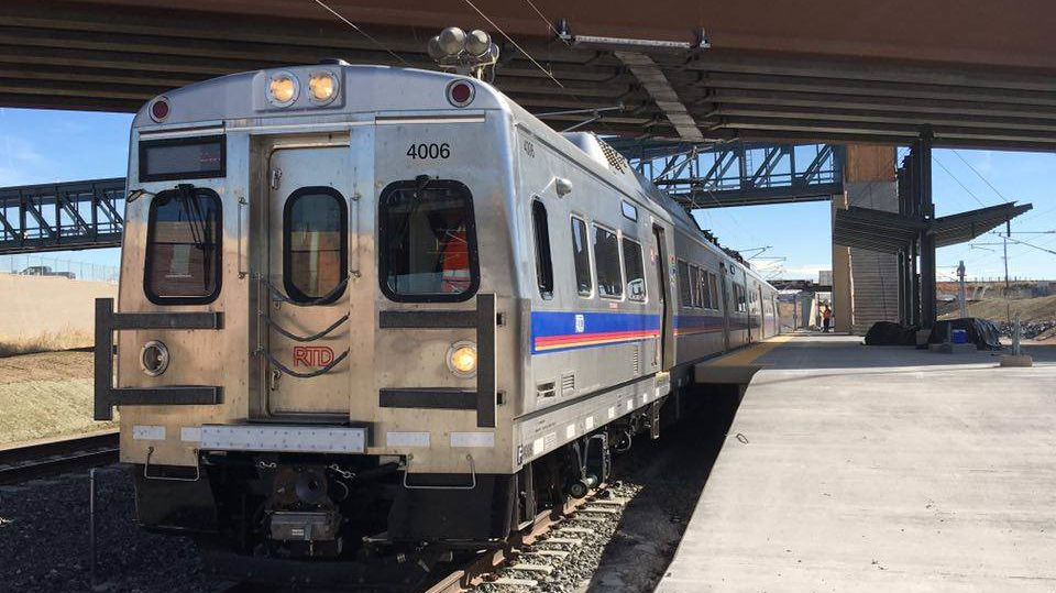 A G Line test train is seen at Pecos Junction.