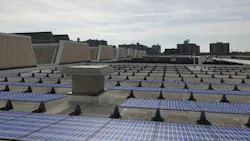 A rendering of the roof of MTA's Coney Island Maintenance Facility illustrating what it would look like with solar panels installed. A rendering of the roof of MTA's Coney Island Maintenance Facility illustrating what it would look like with solar panels installed.