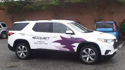 A vehicle that is part of The Comet Vanpool service. A vehicle that is part of The Comet Vanpool service.