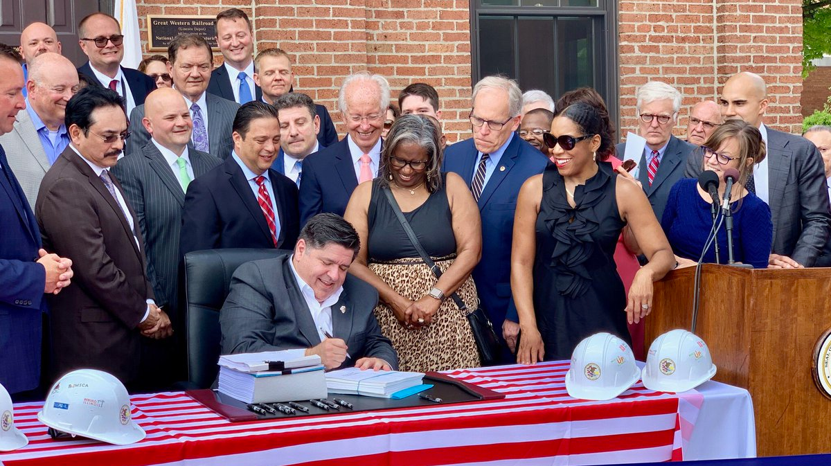 Illinois Gov. J.B. Pritzker signs legislation known as 'Rebuild Illinois' that is a six-year capital bill.