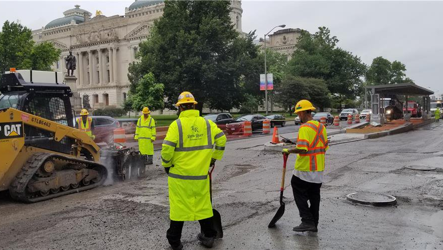 Construction work on IndyGo's Red Line.