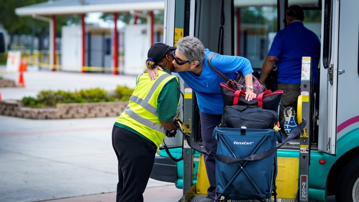 The Palm Tran Connection evacuated disabled individuals to the special needs shelter in West Palm Beach, Fla.