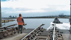The Portal Bridge swings open to allow marine traffic to traverse the Hackensack River. The Portal Bridge swings open to allow marine traffic to traverse the Hackensack River.