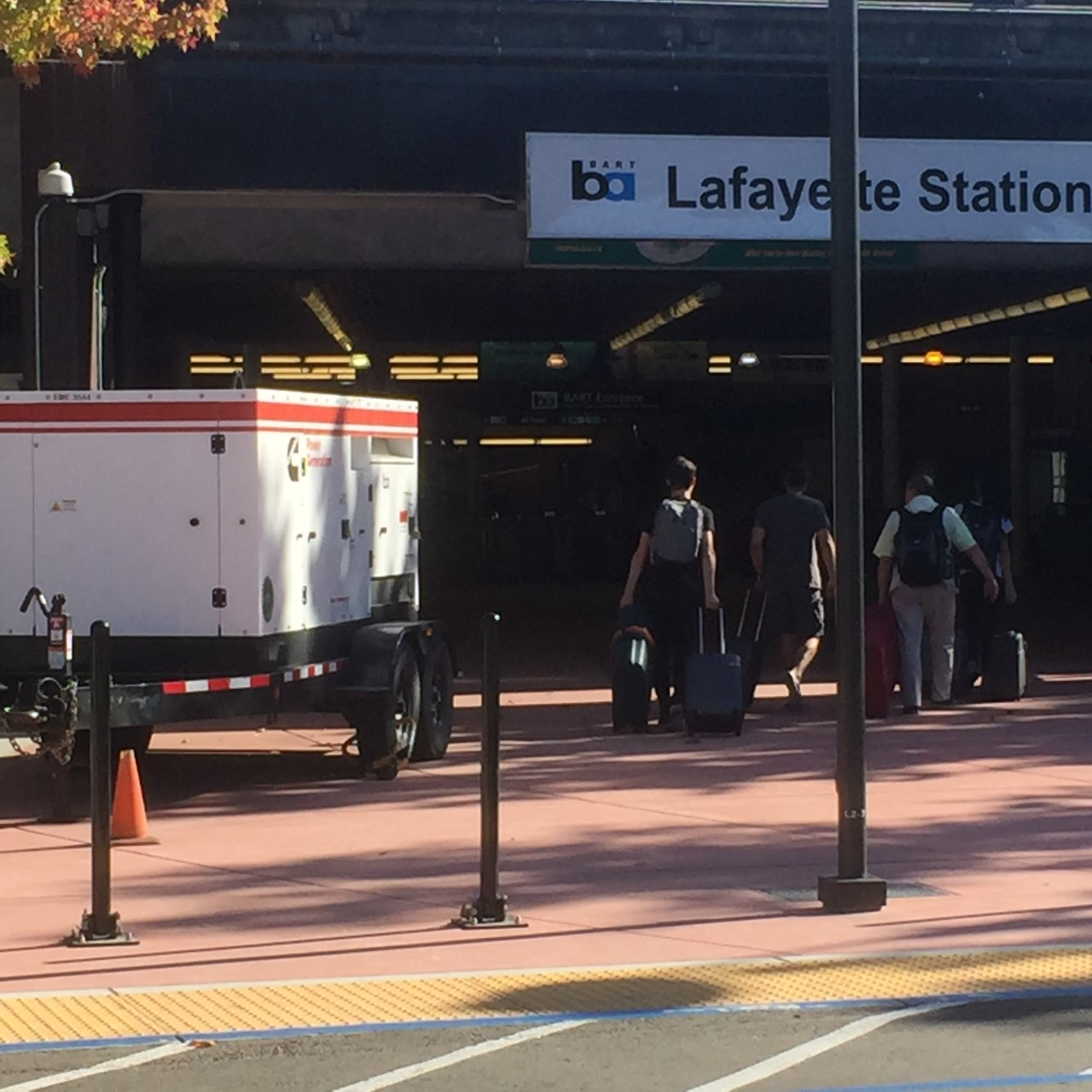 A staged generator outside BART's Lafayette Station.