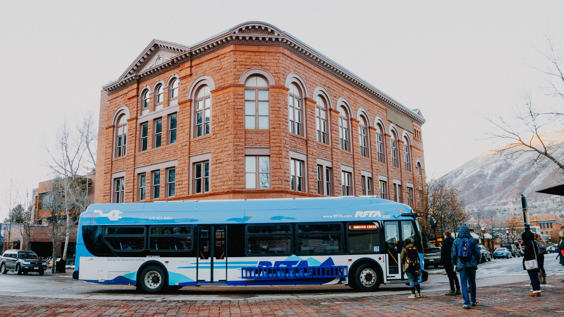One of eight new battery-electric buses in operation on RFTA's system.