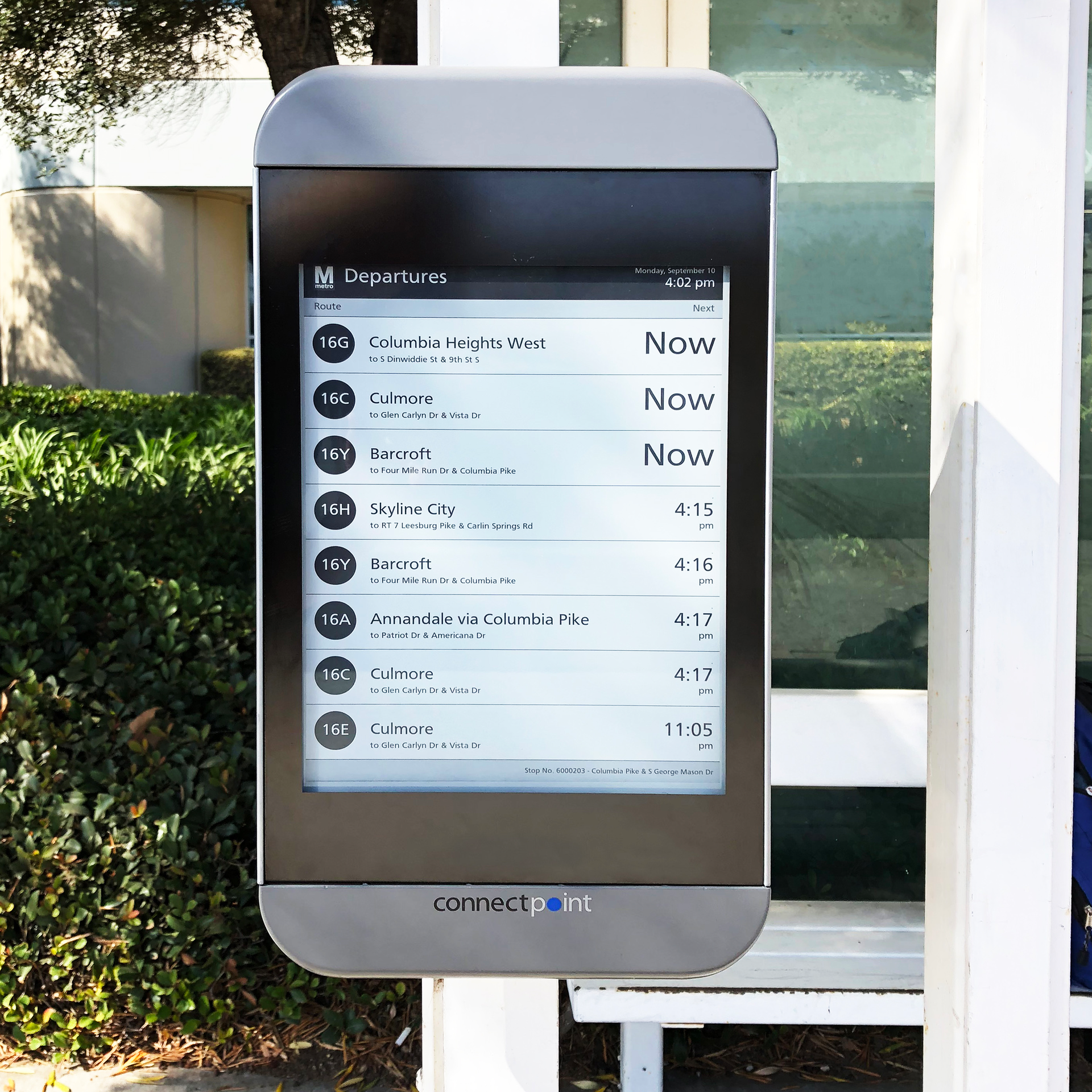 Connectpoint's Digital Bus Stop 13-inch display was installed in Washington, D.C.