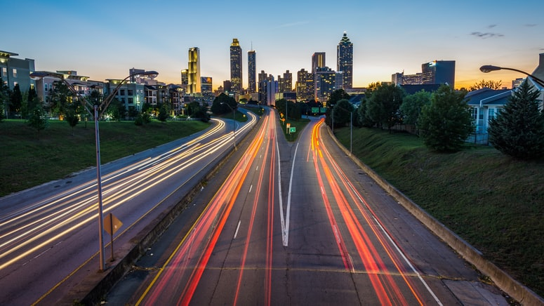 Traffic entering downtown Atlanta.