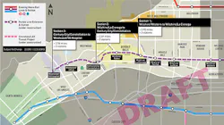 A map showing all three sections of the Westside Purple Line Extension project. A map showing all three sections of the Westside Purple Line Extension project.