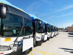 OCTA's fleet of hydrogen fuel cell buses. OCTA's fleet of hydrogen fuel cell buses.