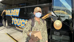 Golden Touch Transportation is transporting military personnel to the USNS Comfort. Golden Touch Transportation is transporting military personnel to the USNS Comfort.