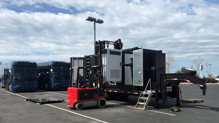 The MCI Service Center in Hayward welcomed an early March arrival of its first heavy-duty vehicle charger and expects the station to be fully operational by June