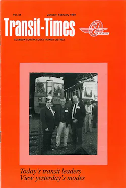 A January, February 1989 cover of AC Transit's newsletter featuring O'Sullivan, left, who was general manager, William Stead, center of San Francisco MUNI; and Keith Bernard, BART at an event at Solano County's Western Railway Museum. A January, February 1989 cover of AC Transit's newsletter featuring O'Sullivan, left, who was general manager, William Stead, center of San Francisco MUNI; and Keith Bernard, BART at an event at Solano County's Western Railway Museum.