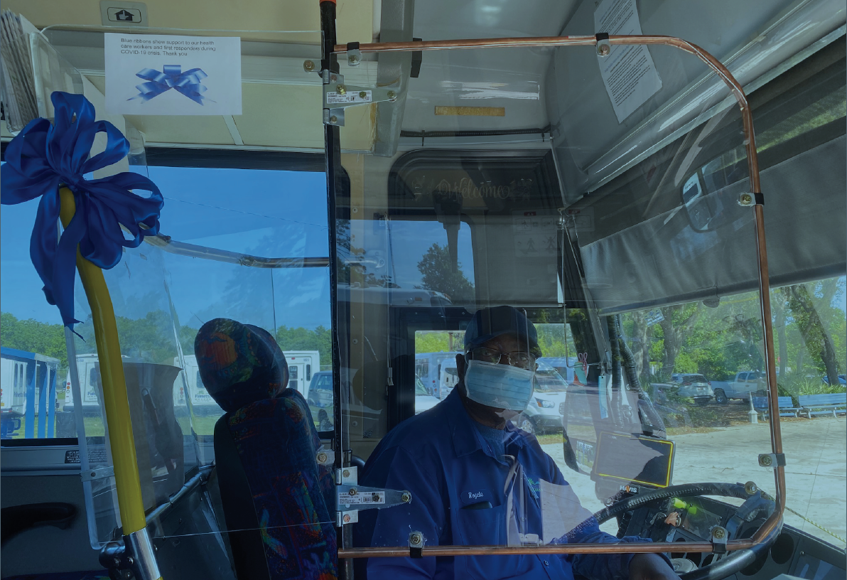 Plexiglass barriers have been installed on all commuter and circulating vehicles.