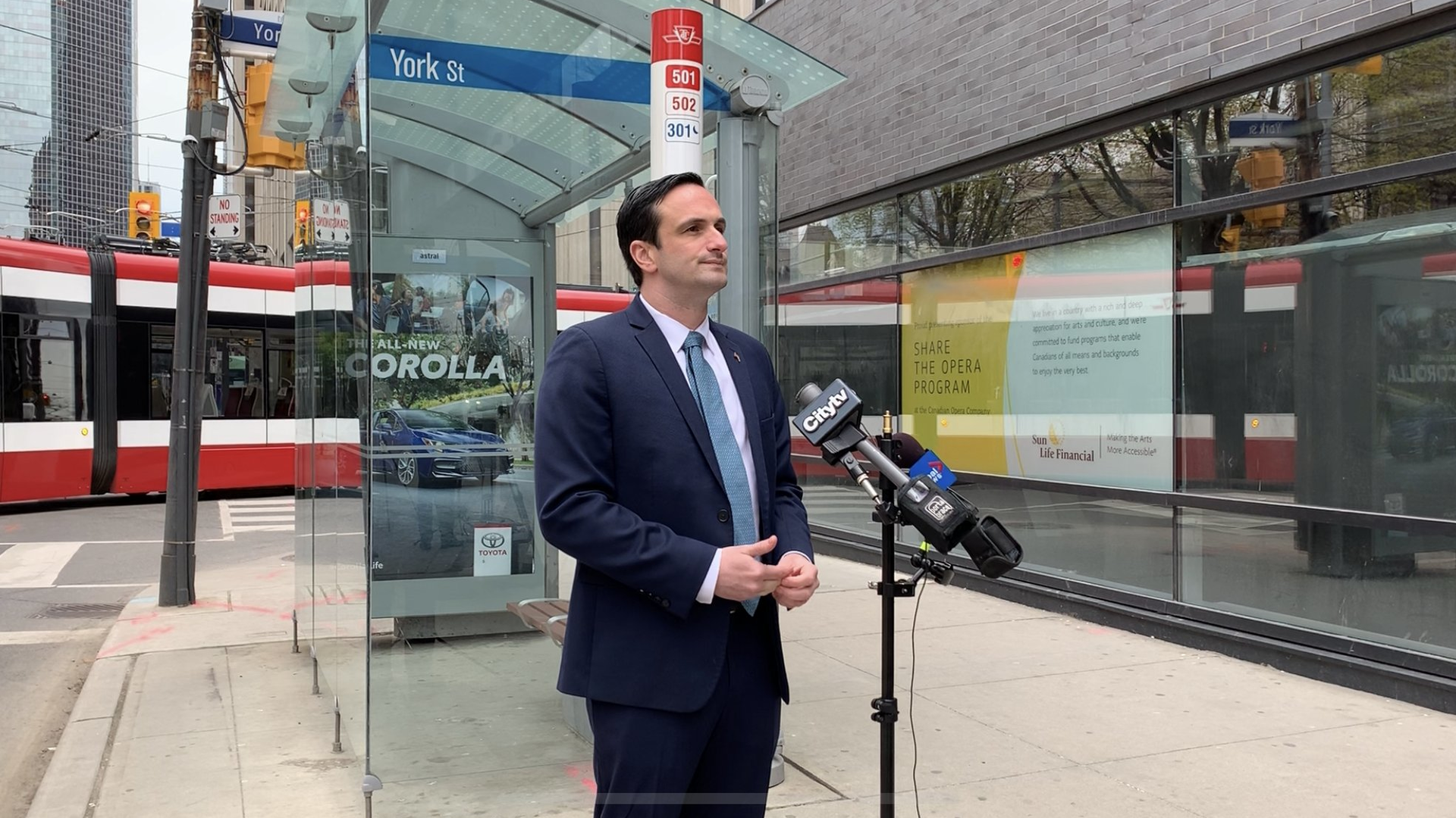 CUTA CEO Marco D'Angelo speaks May 7 at a press conference urging the Canadian government to provide emergency funding to transit.