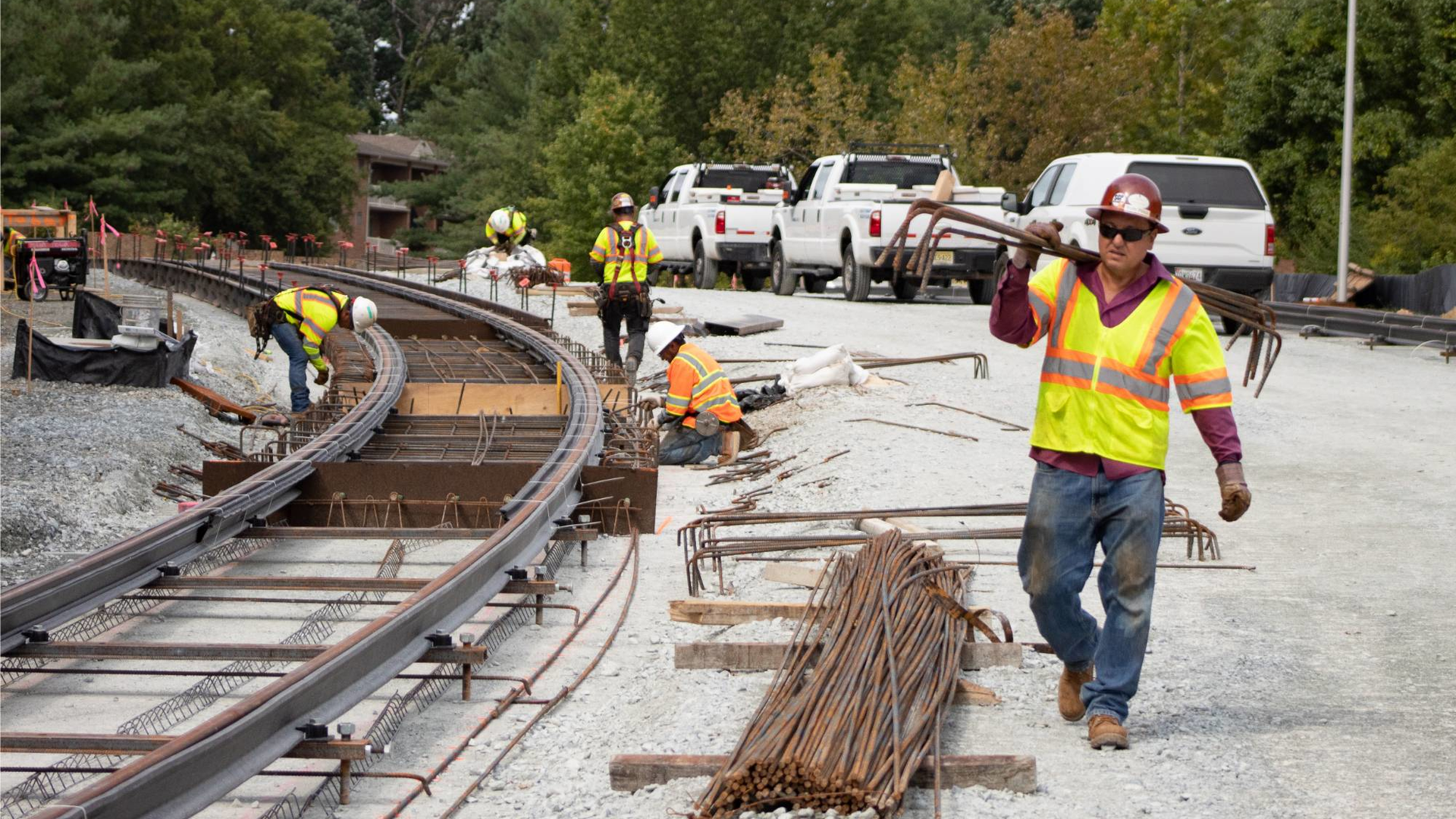 Rebar is laid in September 2019 as support for the Purple Line light-rail project. The team responsible for the project's construction, Purple Line Transit Constructors has decided to pull out of the project.