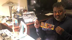 Moore says he has enough supplies to sew 700 masks. Moore says he has enough supplies to sew 700 masks.