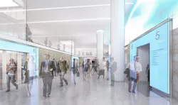 Rendering of the New York Penn Station Central Concourse. Rendering of the New York Penn Station Central Concourse.