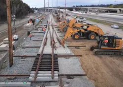 Work crews construct part of the Laguna Niguel to San Juan Capistrano Passing Siding Improvement Project, expected to be complete in mid-2021. Work crews construct part of the Laguna Niguel to San Juan Capistrano Passing Siding Improvement Project, expected to be complete in mid-2021.