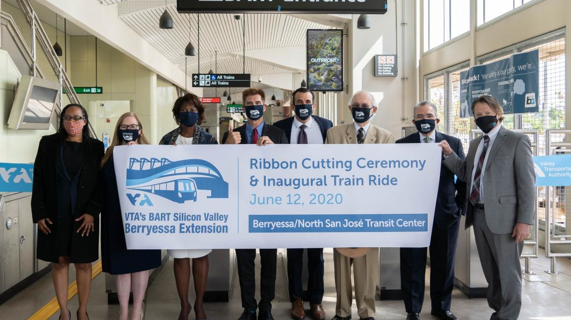 The first ribbon cutting ceremony to celebrate the start of BART service to Silicon Valley occured at the Berryessa/North San Jos&eacute; Transit Center, which was followed by another ceremony at Milpitas Transit Center on June 12.