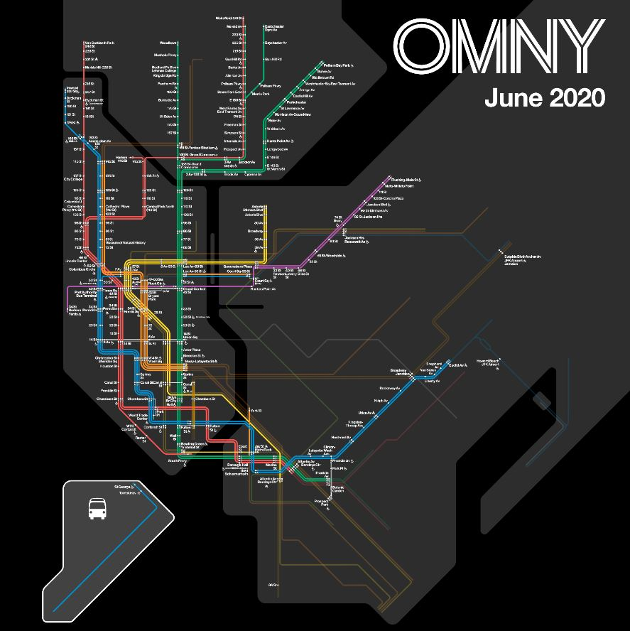Map of stations equipped with OMNY readers in June 2020.
