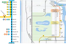 A map of the two phases of the MTA's Second Avenue Subway project. A map of the two phases of the MTA's Second Avenue Subway project.