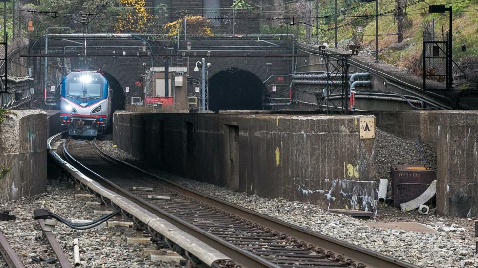 The western portal of the North River Tunnel in North Bergen, N.J.