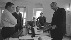 President Johnson during a meeting in the Oval Office in 1964. President Johnson during a meeting in the Oval Office in 1964.