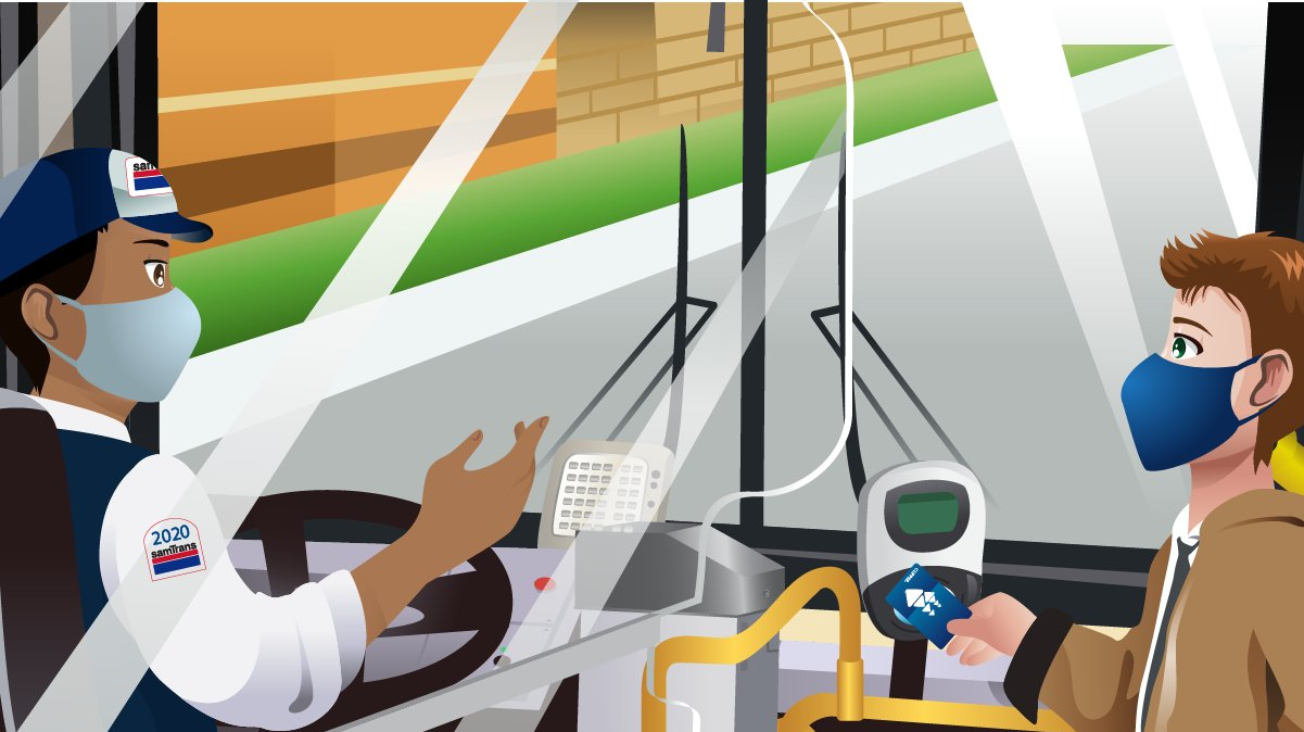 SamTrans installs new operator barriers as the agency resumes fare collection.