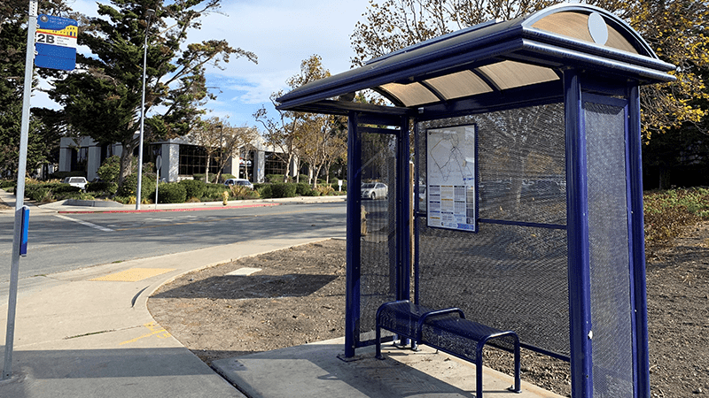 San Luis Obispo Transit Shelter from CALACT/MBTA Purchasing Cooperative.