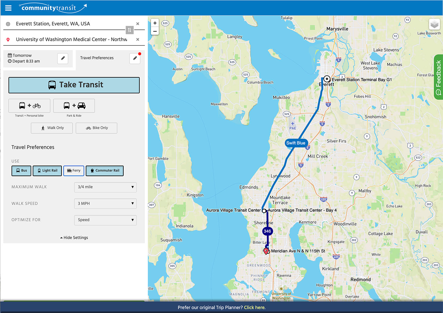 OpenTripPlanner is a new tool available for both desktop and mobile use.