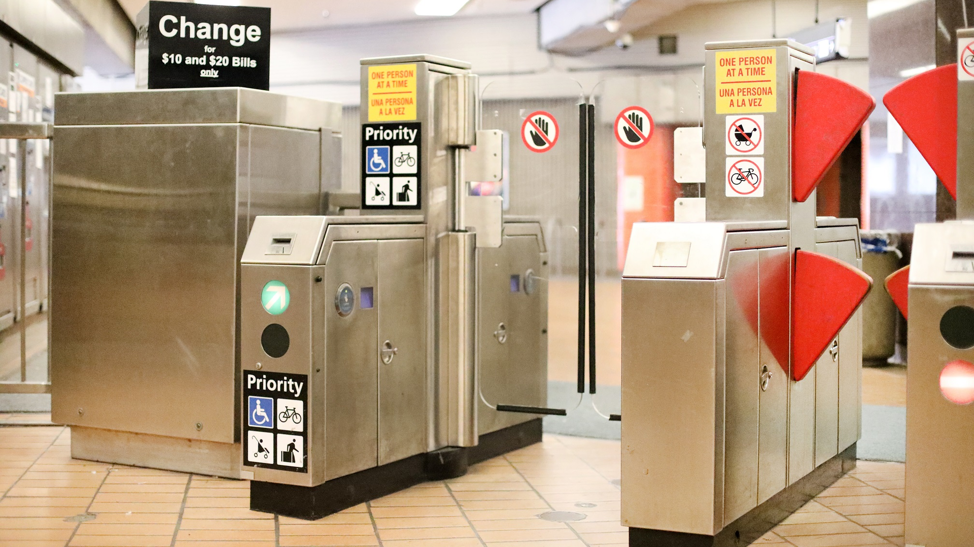 A fare gate prototype installed at Richmond Station.