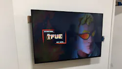 A wall-mounted flat screen television discovered in an unsanctioned break room under a Grand Central Terminal platform. A wall-mounted flat screen television discovered in an unsanctioned break room under a Grand Central Terminal platform.