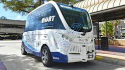 An AV shuttle that will operate as part of HART's year-long pilot program SMART AV in Tampa. An AV shuttle that will operate as part of HART's year-long pilot program SMART AV in Tampa.