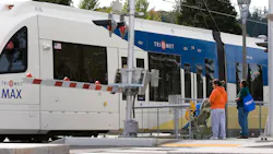 A file photo showing a rail crossing on TriMet's MAX light-rail network.TriMet will use its federal grant to design a risk ranking evaluation tool for rail crossing safety improvements. A file photo showing a rail crossing on TriMet's MAX light-rail network.TriMet will use its federal grant to design a risk ranking evaluation tool for rail crossing safety improvements.