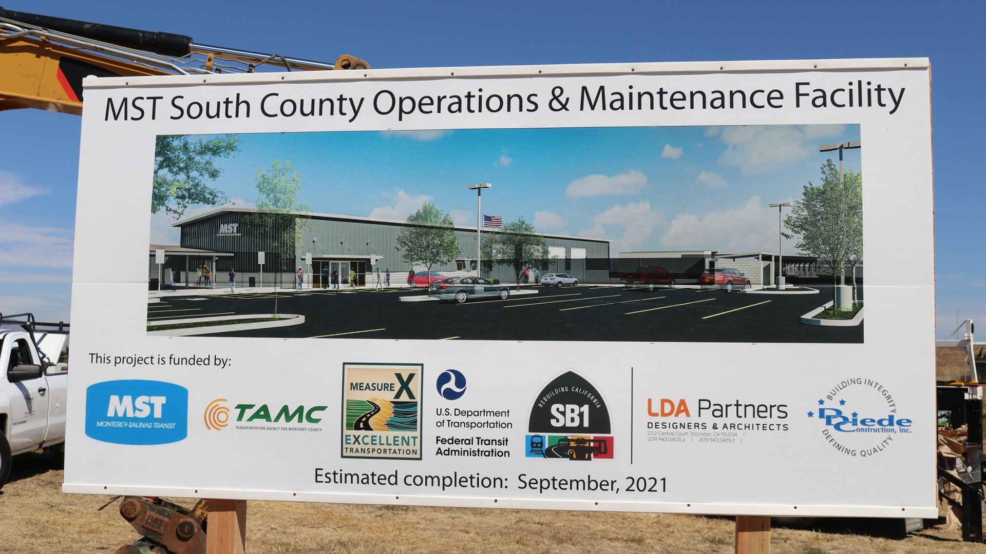 A poster from the South County Operations & Maintenance Facility groundbreaking event this summer shows a rendering of what the facility will look like once completed.