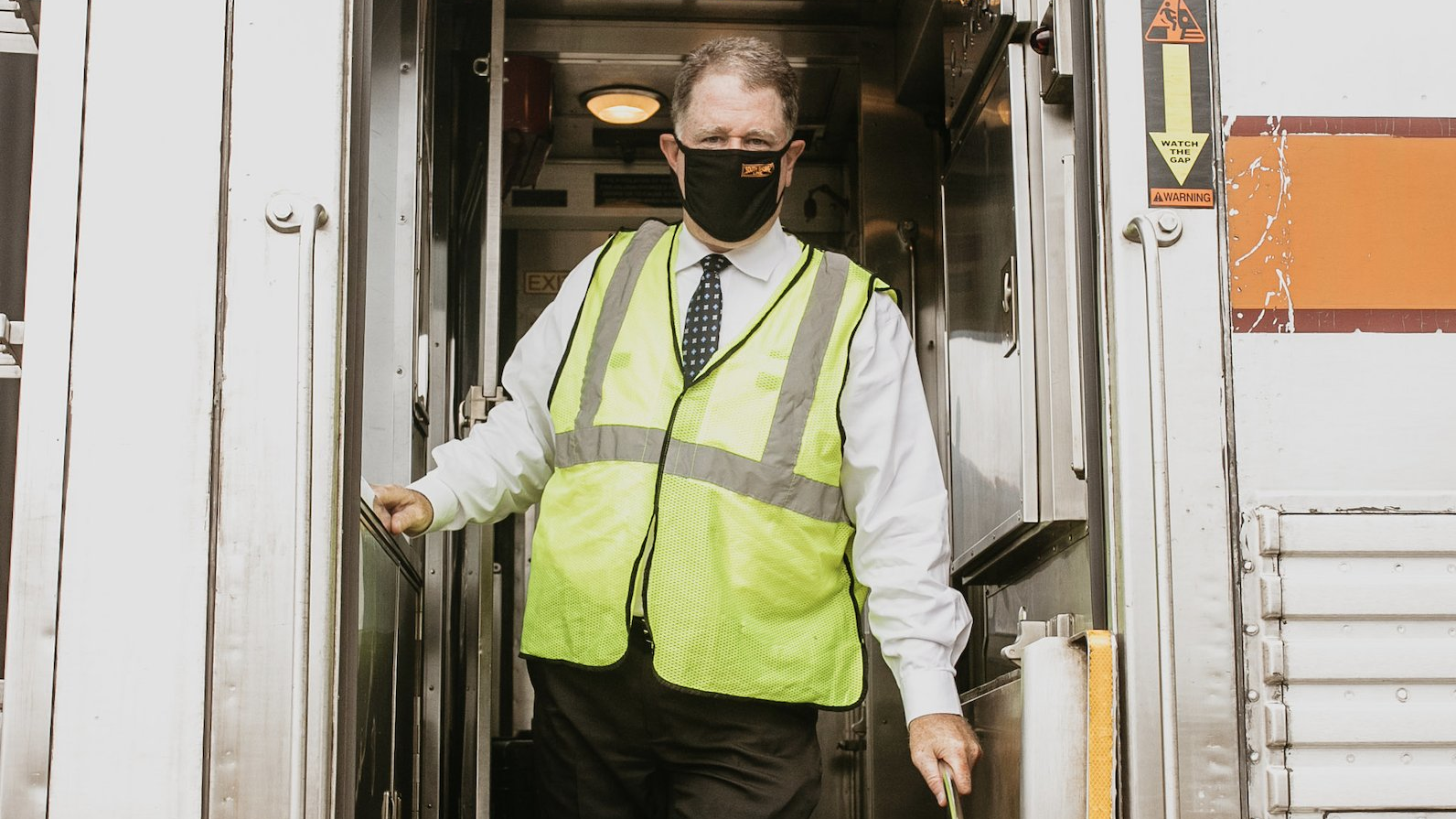 President of NICTD Michael Noland wearing a mask in a file photo from this summer.