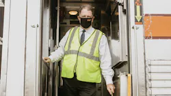 President of NICTD Michael Noland wearing a mask in a file photo from this summer. President of NICTD Michael Noland wearing a mask in a file photo from this summer.