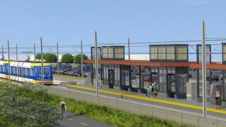 A rendering of the Hopkins station on the Southwest LRT route in Minnesota.